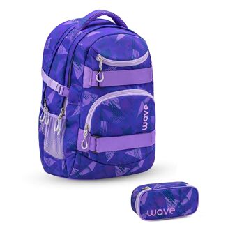 Wave Infinity Purple Sun sac à dos scolaire Set 2 Pcs 1