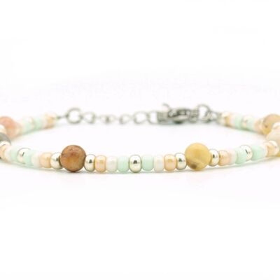 Bracelet Cinta crazy lace agate, silver or gold stainless steel