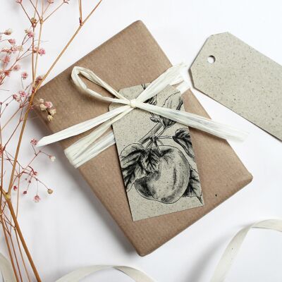 Gift tag made of grass paper, apple