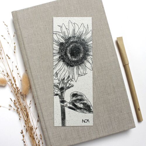 Lesezeichen aus Graspapier, Sonnenblume