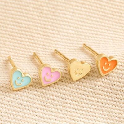 Heart Face Stud Earrings in 4 pack