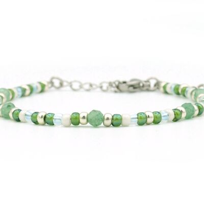 Bracelet Cinta aventurine, acier inoxydable argenté ou doré