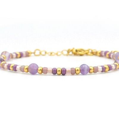 Bracelet Cinta amethyst, silver or gold stainless steel