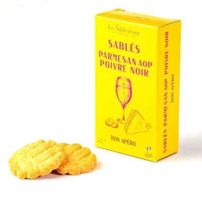 Parmesan shortbread biscuits AOP black pepper - 40g cardboard box