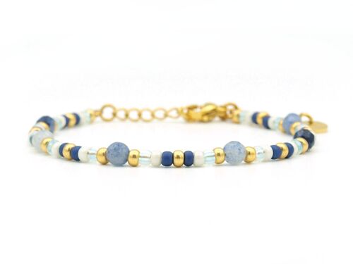 Bracelet Cinta blue quartz, silver or gold stainless steel