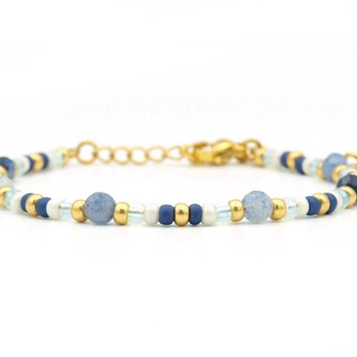 Bracelet Cinta quartz bleu, acier inoxydable argenté ou doré