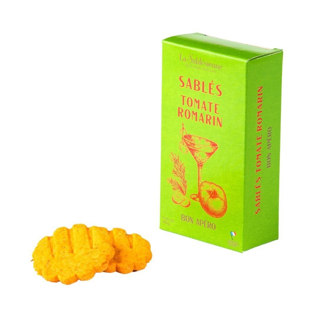Savory shortbread biscuits with tomato and rosemary - 40g cardboard box