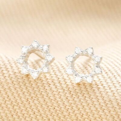 Sterling Silver Crystal Sunbeam Stud Earrings