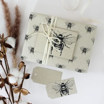 Rouleau de papier cadeau en papier d'herbe, longueur: 300 cm, abeille sauvage 3