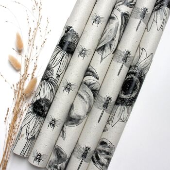 Rouleau de papier cadeau en papier d'herbe, longueur: 300 cm, abeille sauvage 5