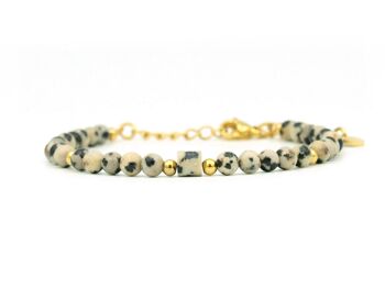 Bracelet Nani jaspe dalmatien, acier inoxydable argenté ou doré 1