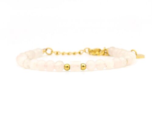 Bracelet Nani rose quartz, silver or gold stainless steel