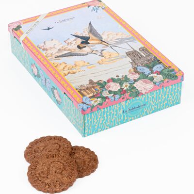 All chocolate shortbread cookies - “Ciel de Paris” metal box 150 g
