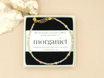 Bracelet de cheville morganite, acier inoxydable argenté ou doré 3