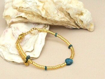 Bracelet Indah pierre naturelle, acier inoxydable argenté ou doré 9