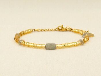 Bracelet Indah pierre naturelle, acier inoxydable argenté ou doré 12