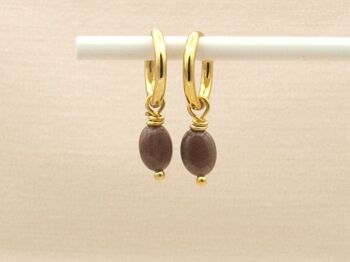 Boucles d'oreilles Lucy aventurine rouge-marron, argent ou doré en acier inoxydable 1