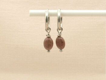 Boucles d'oreilles Lucy aventurine rouge-marron, argent ou doré en acier inoxydable 2