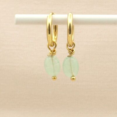 Earrings Lucy aventurine, silver or gold stainless steel