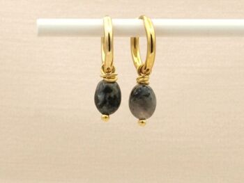 Boucles d'oreilles Lucy labradorite, acier inoxydable argenté ou doré 3