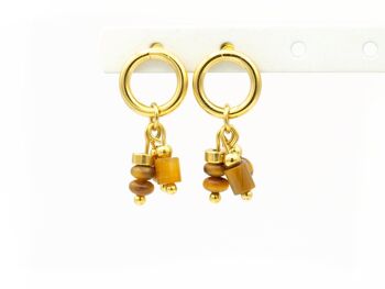 Boucles d'oreilles Nani oeil de tigre, acier inoxydable argenté ou doré 4