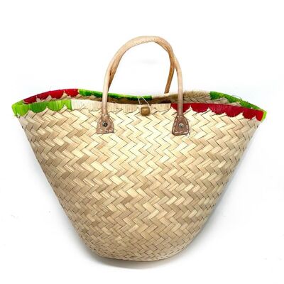 Round natural Madagascar basket with colored border