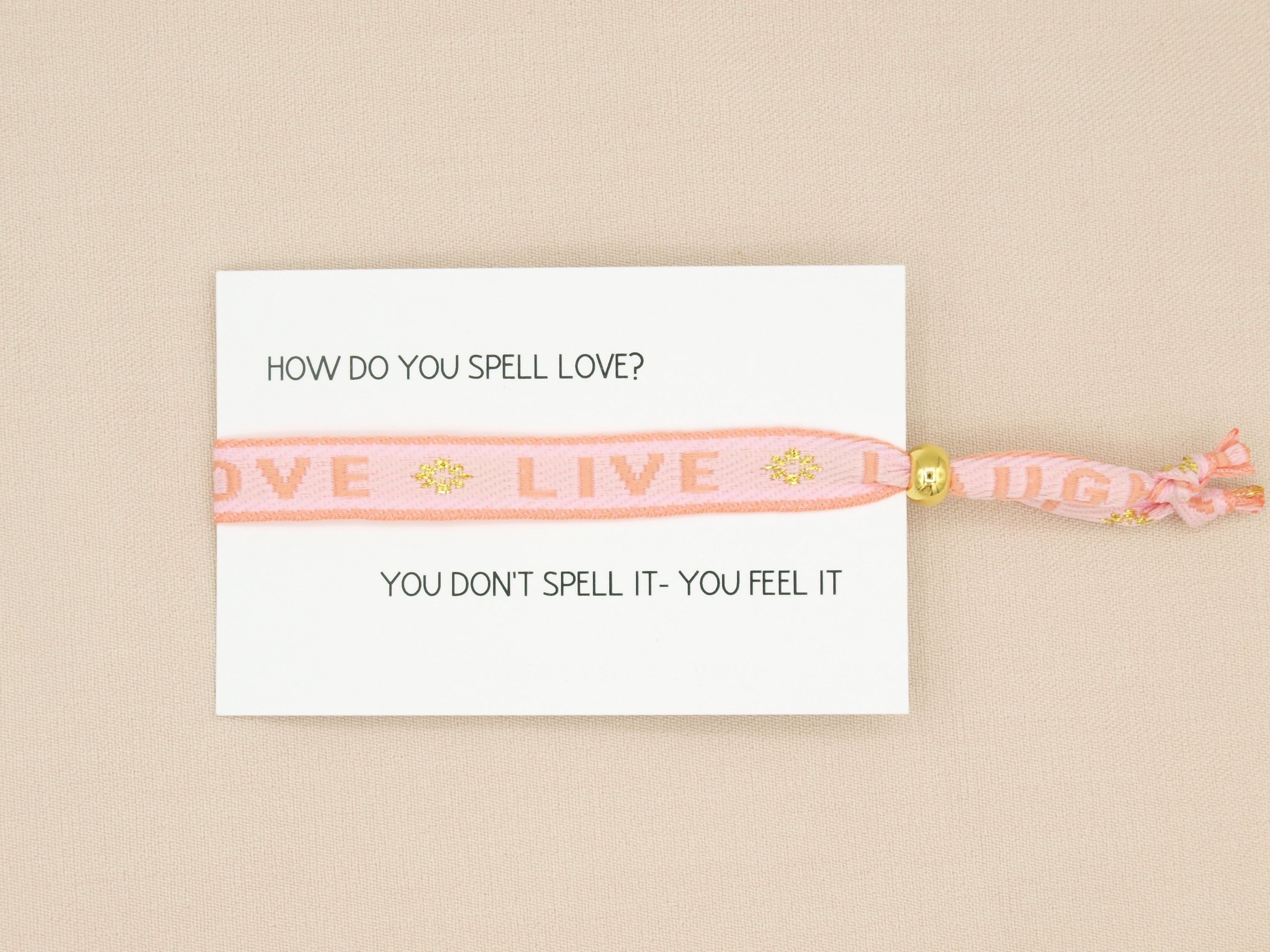 Braccialetto con nastro "Ama, vivi, ridi"