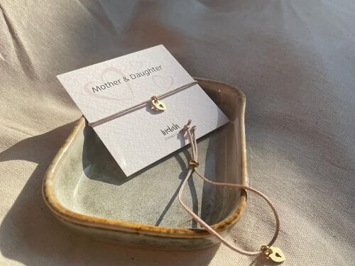 Mother and daughter bracelet set beige, stainless steel silver or gold