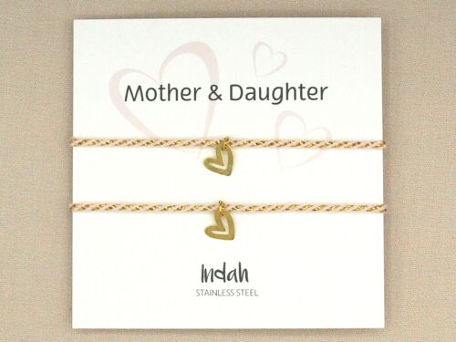 Mother and daughter bracelet set pink-gold, stainless steel gold