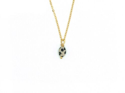 Necklace Lucy, dalmatian jasper, silver or gold stainless steel