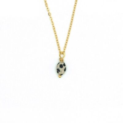 Necklace Lucy, dalmatian jasper, silver or gold stainless steel