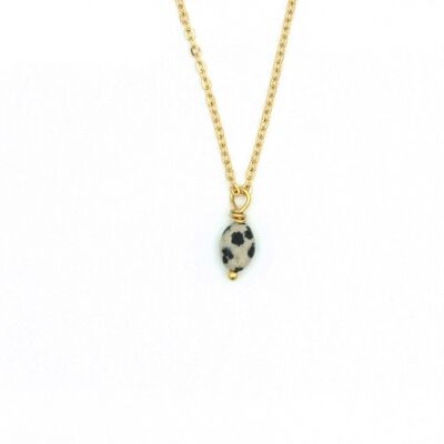 Halskette Lucy, Dalmatiner-Jaspis, Edelstahl in Silber oder Gold