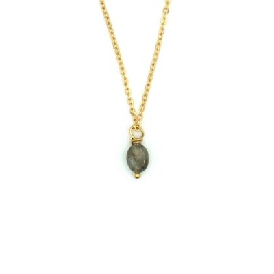 Collana Lucy, diaspro labradorite, acciaio inossidabile argento o oro