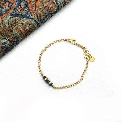 Bracelet Iris sodalite, silver and gold stainless steel