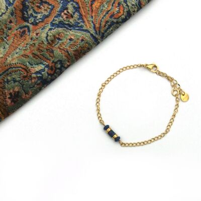 Bracelet Iris sodalite, silver and gold stainless steel