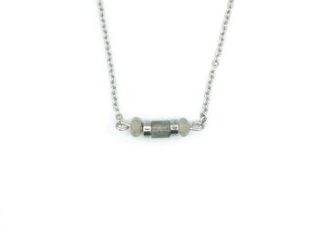 Collier Iris labradorite, acier inoxydable argenté et doré 1