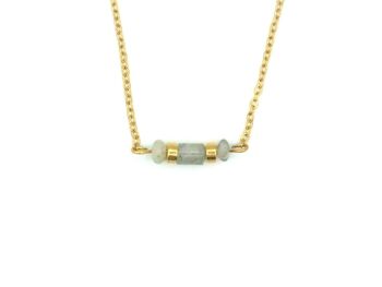 Collier Iris labradorite, acier inoxydable argenté et doré 2