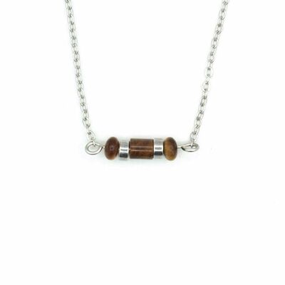 Necklace Iris tiger's eye, silver and gold stainless steel