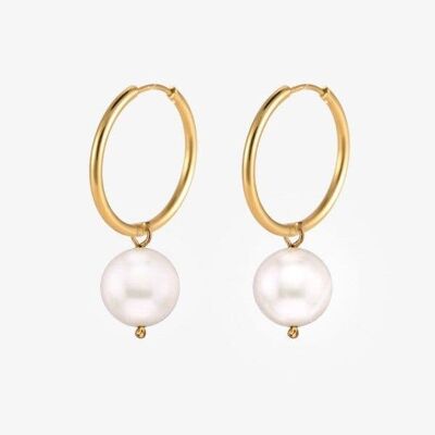 Boucles d'oreilles créoles nacrées
