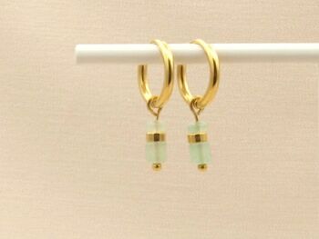 Boucles d'oreilles Iris aventurine, acier inoxydable argenté ou doré 1