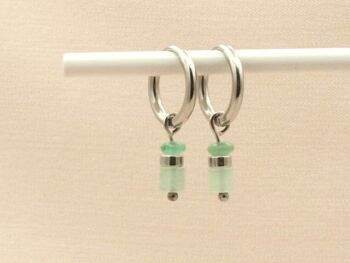 Boucles d'oreilles Iris aventurine, acier inoxydable argenté ou doré 5