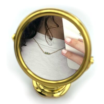 Halskette Iris aus Aventurin, Edelstahl in Silber und Gold