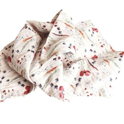 Swaddle Large, realizzato a mano con stampa papaveri