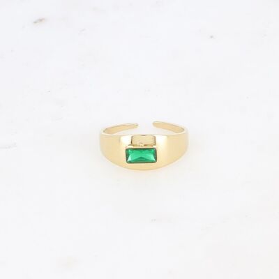 Ring - stainless steel with small rectangular crystal