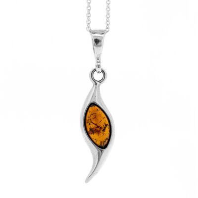 Cognac Amber Spear Pendant with 18" Trace Chain and Presentation Box