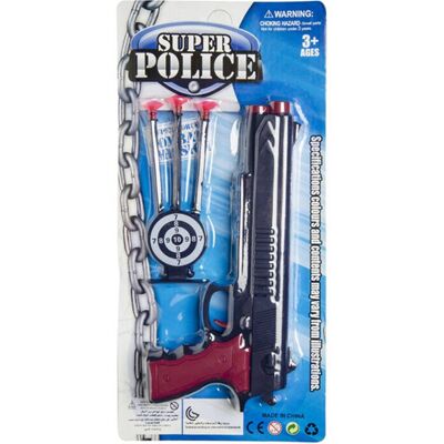 Blister Pack Police Pistol 3 Arrows and Target 17.5 x 37 Cm
