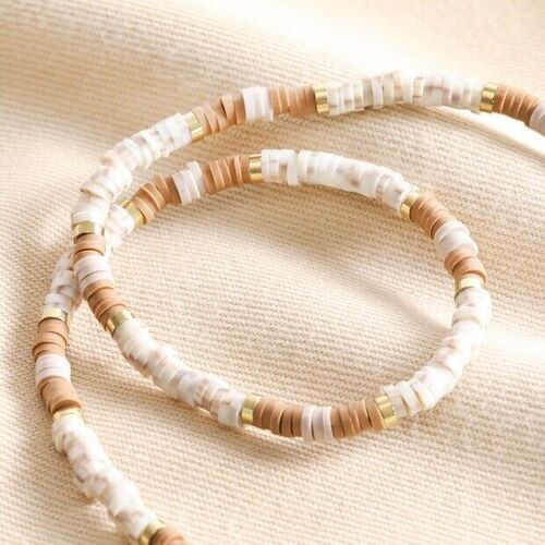 Beige And Stone Heishi Necklace