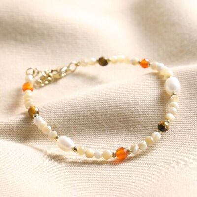 Bracelet en perles de pierre semi-précieuse naturelle et de perles