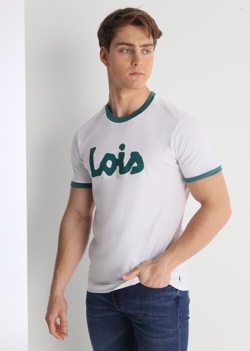 LOIS JEANS -T-Shirt short sleeve contrast rib Logo High Density Print