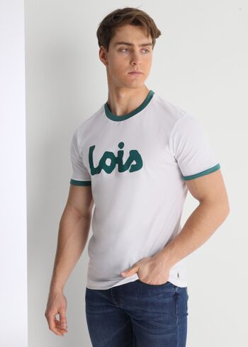 LOIS JEANS -T-Shirt manches courtes côtelé contrasté Logo Imprimé Haute Densité 1
